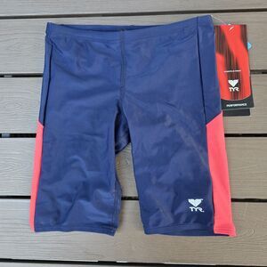 TYR Youth Boy's Tyreeco Nylon Red/navy Splice Swimsuit Jammer Sz 26 NEW